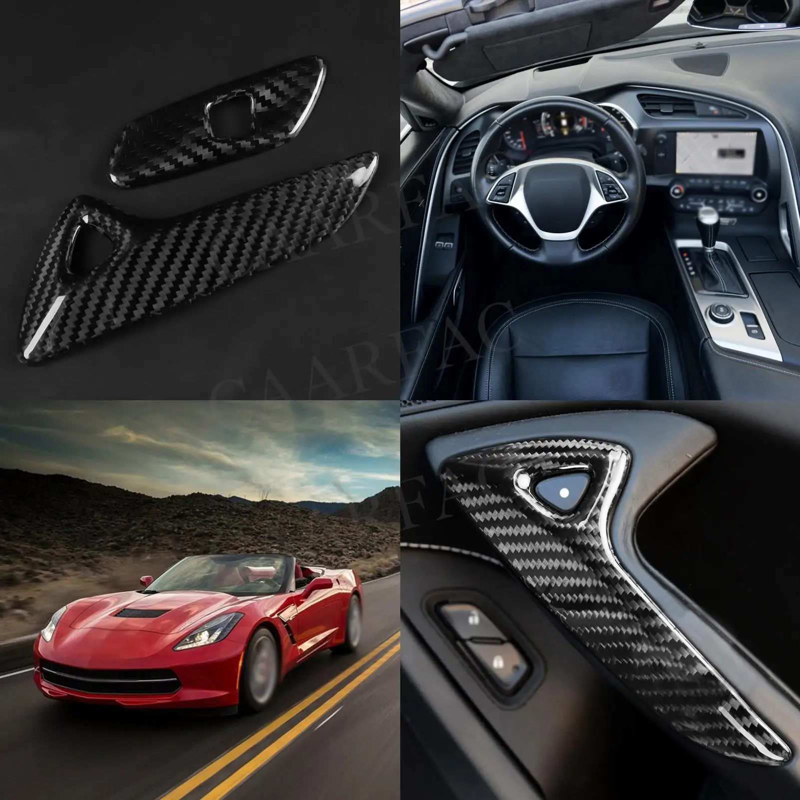 

Car Door Handle Interior Covers Frame Trim Decorative Parts For Chevrolet Corvette 2014-2019 Carbon Fiber Car Accessories