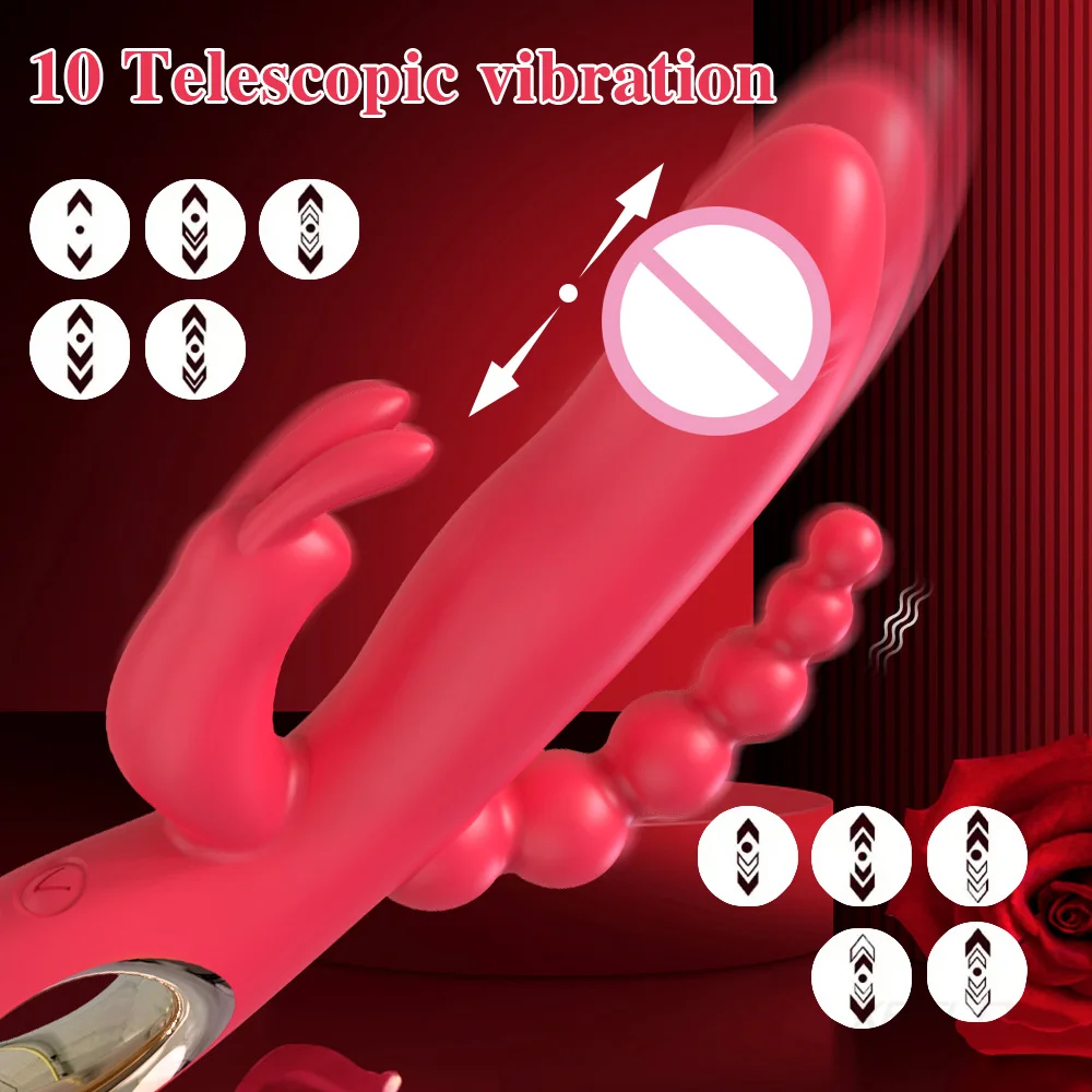 Rabbit Thrusting Vibrator for Woman 3 in 1 G Spot Clitoris Stimulator Vagina Massager Female Masturbator Backyard Anal Sex Toy