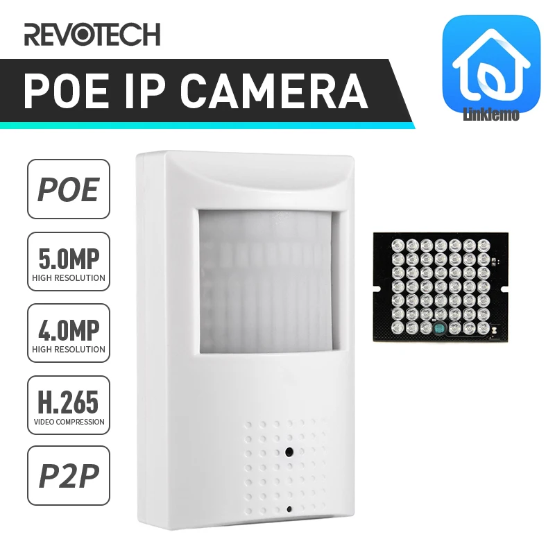 Revotech 940nm PIR IP Camera 5MP/4MP HD Mini Indoor POE H.265 LED IR Night Vision Security CCTV System Video Surveillance Cam