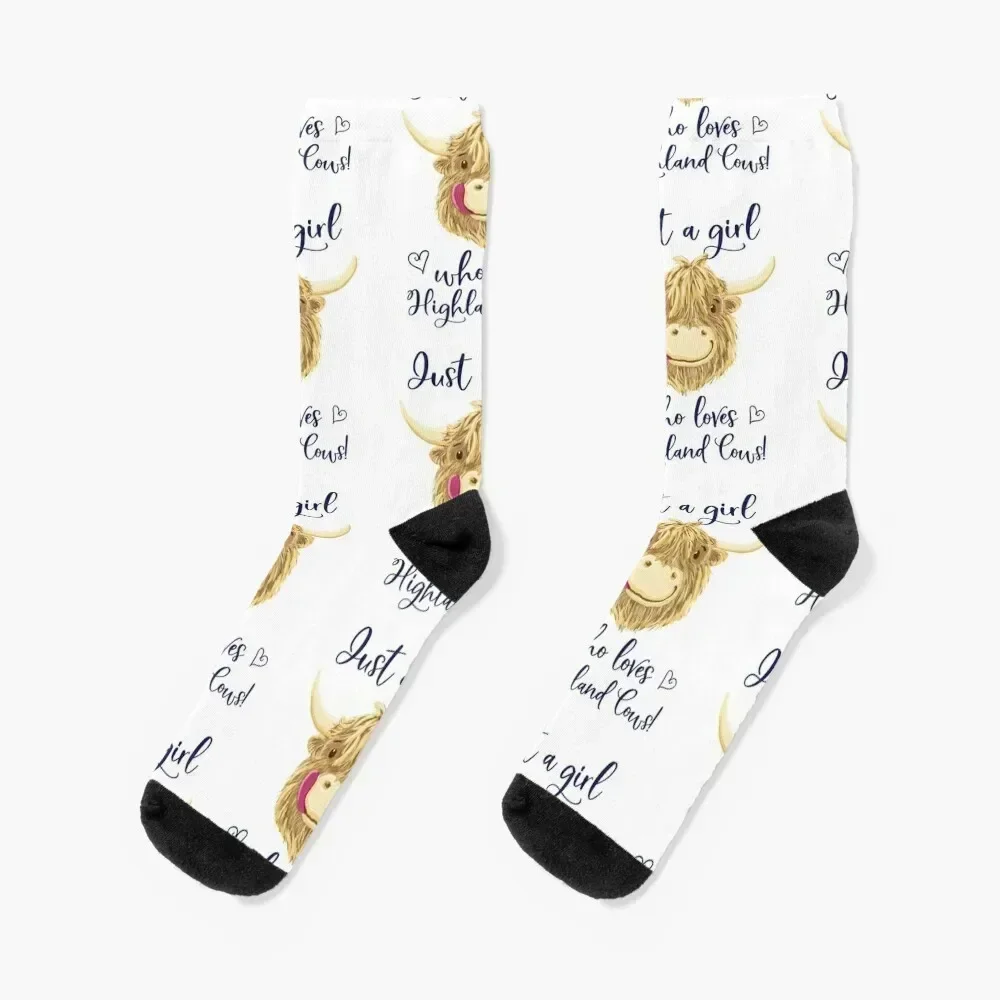 Just A Girl Who Loves Scottish Highland Cows Socks luxe cartoon compression Socks Girl Men's