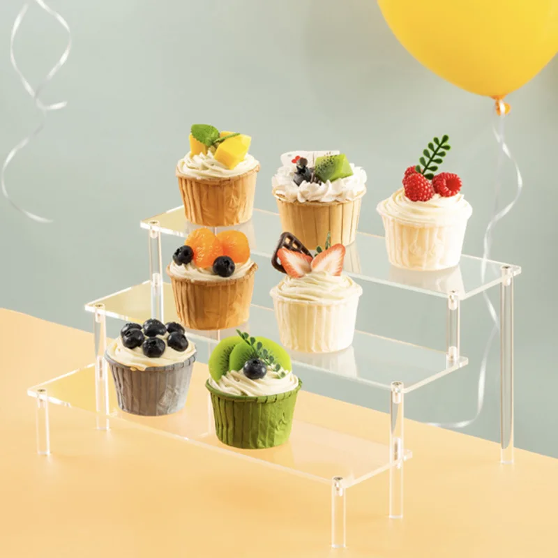 Espositore in acrilico a 1-5 livelli, espositore trasparente per cupcake, decorazioni per bambole profumi e organizzatore Amiibo Funko POP Figure