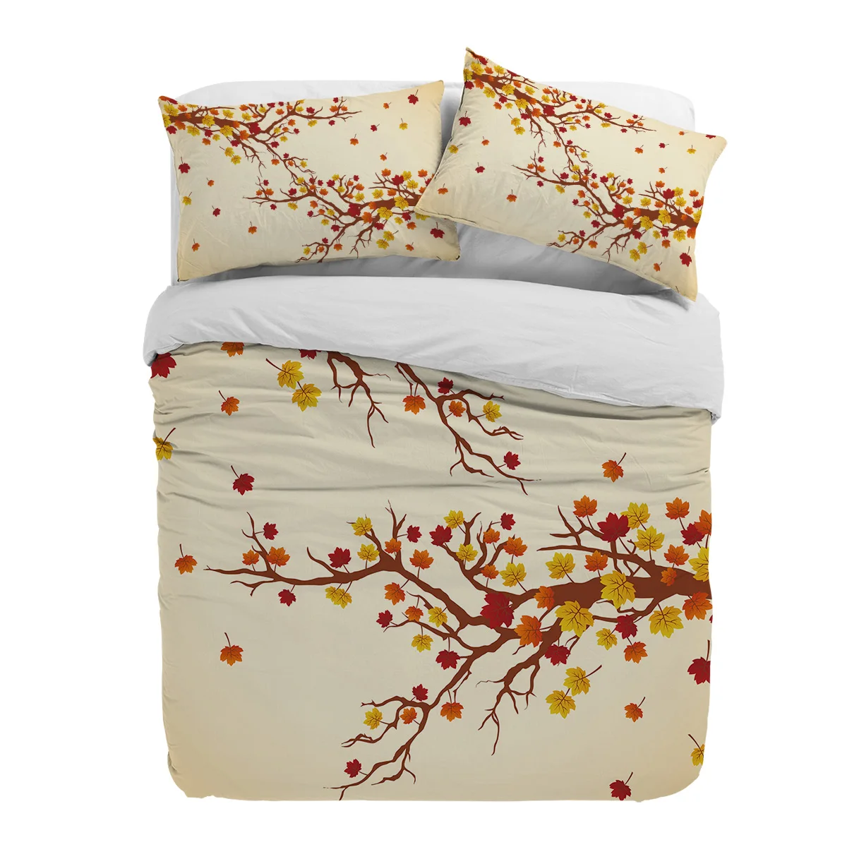 

Autumn Fallen Leaves Maple Duvet Cover Bed Bedding Set Home Textile Quilt Cover Pillowcases Bedroom Double Bedding Set No Sheet