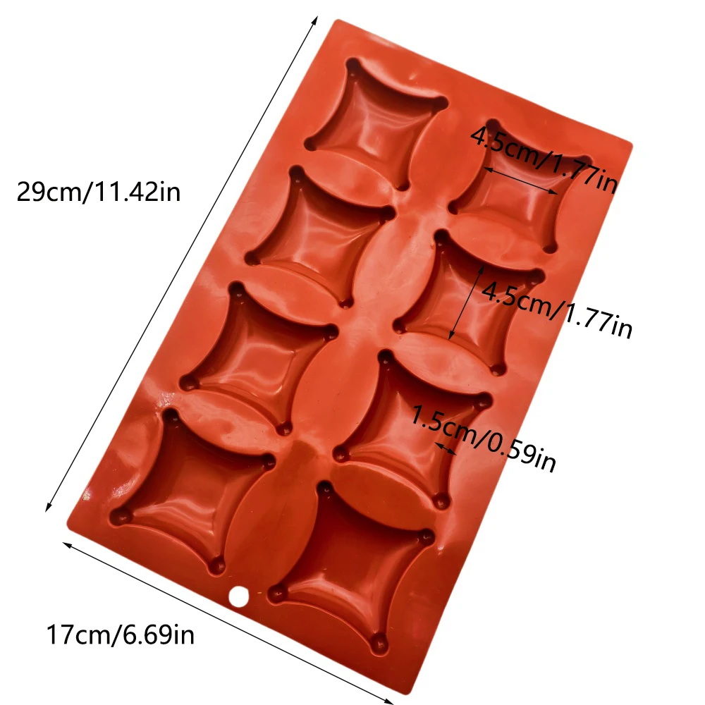 

Round Edge Square Pillow Silicone Cake Mold 8 Hole Food Grade Square Cushion Design for Chocolate Mousse Dessert Baking Mould