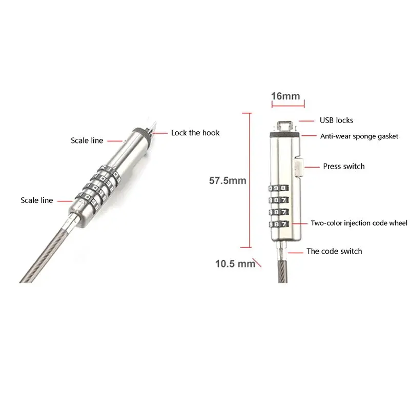 قفل مضاد للسرقة بكلمة مرور USB 5X، يستخدم لوظيفة مكافحة السرقة على الكمبيوتر المحمول والكمبيوتر اللوحي وجهاز العرض والتلفزيون #6