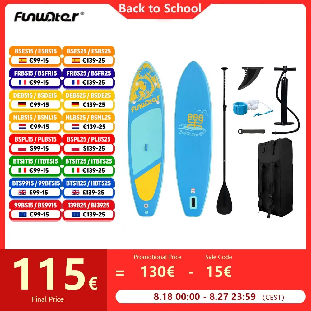 FunWater Stand Up Paddle Board Gonfiabile Paddle Board Antiscivolo Sport acquatici Paddle Board Tavola da surf Surf Sup Board