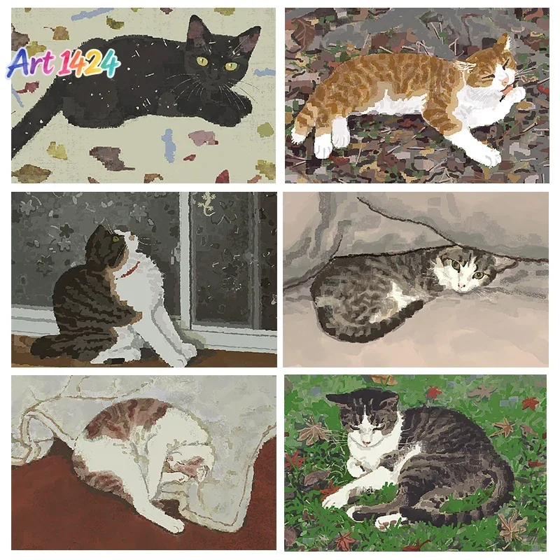 Cute Pixel Cat Posters Abstract Animal Prints Canvas Painting Cat Wall Art Pictures Home Living Room Modern Pets Decoration