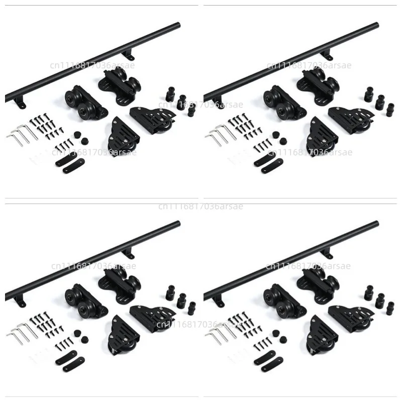 3.3FT(100cm) Retractable Sliding Library Hardware Kit No Ladder，Round Tube Rolling Ladder Track， Floor Roller With Brake