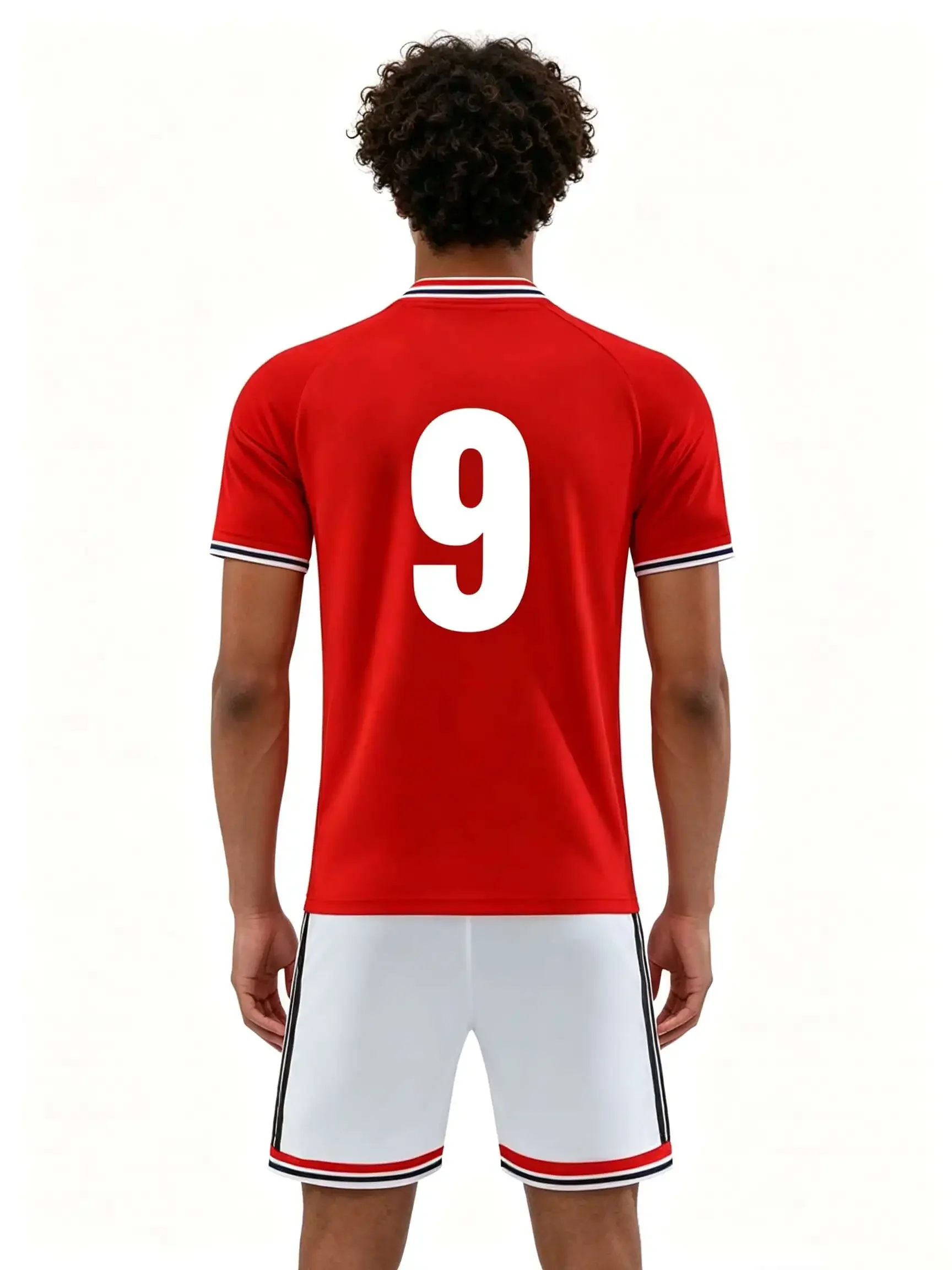 26/27 Unisex Blank Soccer 2‑Piece Set, Kids Adults Parent‑Child Kit, Custom No.1 9 10 for School Outdoor Team Sports red 10