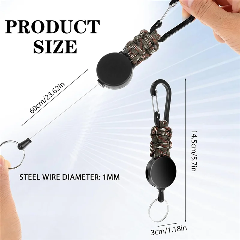 N01R-6Pack Retractable Keychain Heavy Duty Retractable Lanyard Badge Holder Retractable Clip Retractable Key Ring Key Holder