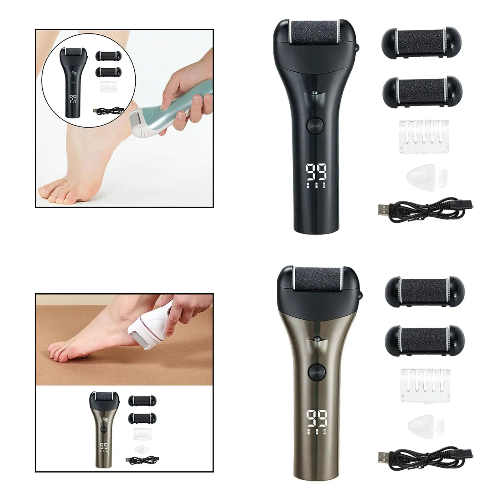 

Electric Foot File Ergonomic 3 Adjustable Speed Rechargeable Easy to Clean Foot Grinder for Old Calluses Hard Skin Rough Skin
