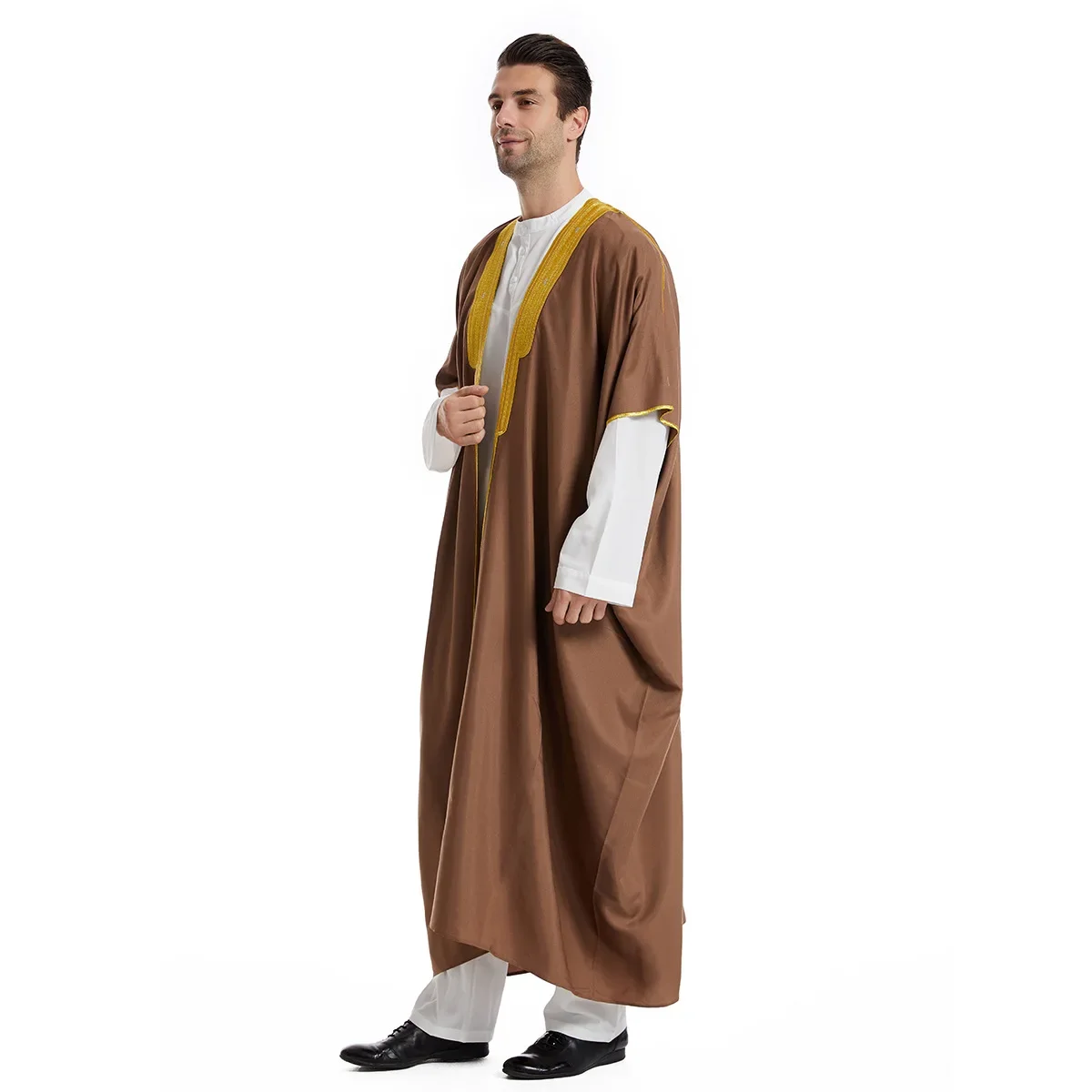 Eid Prayer Garment Jubba Thobe Men Open Abaya Kaftan Arabic Abaya Dubai IslamTurkey Ramadan Long Robe Muslim Fashion Clothing