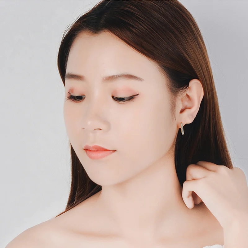 925 sterling silver new women\'s fashion jewelry high quality retro simple pentagonal crystal zircon gold silver earrings