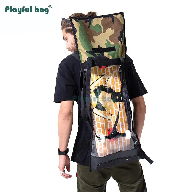 Zaino zaino per il trasporto Double Rocker Big Fishboard Bag Camouflage Outdoor Skateboard equipment AMB173