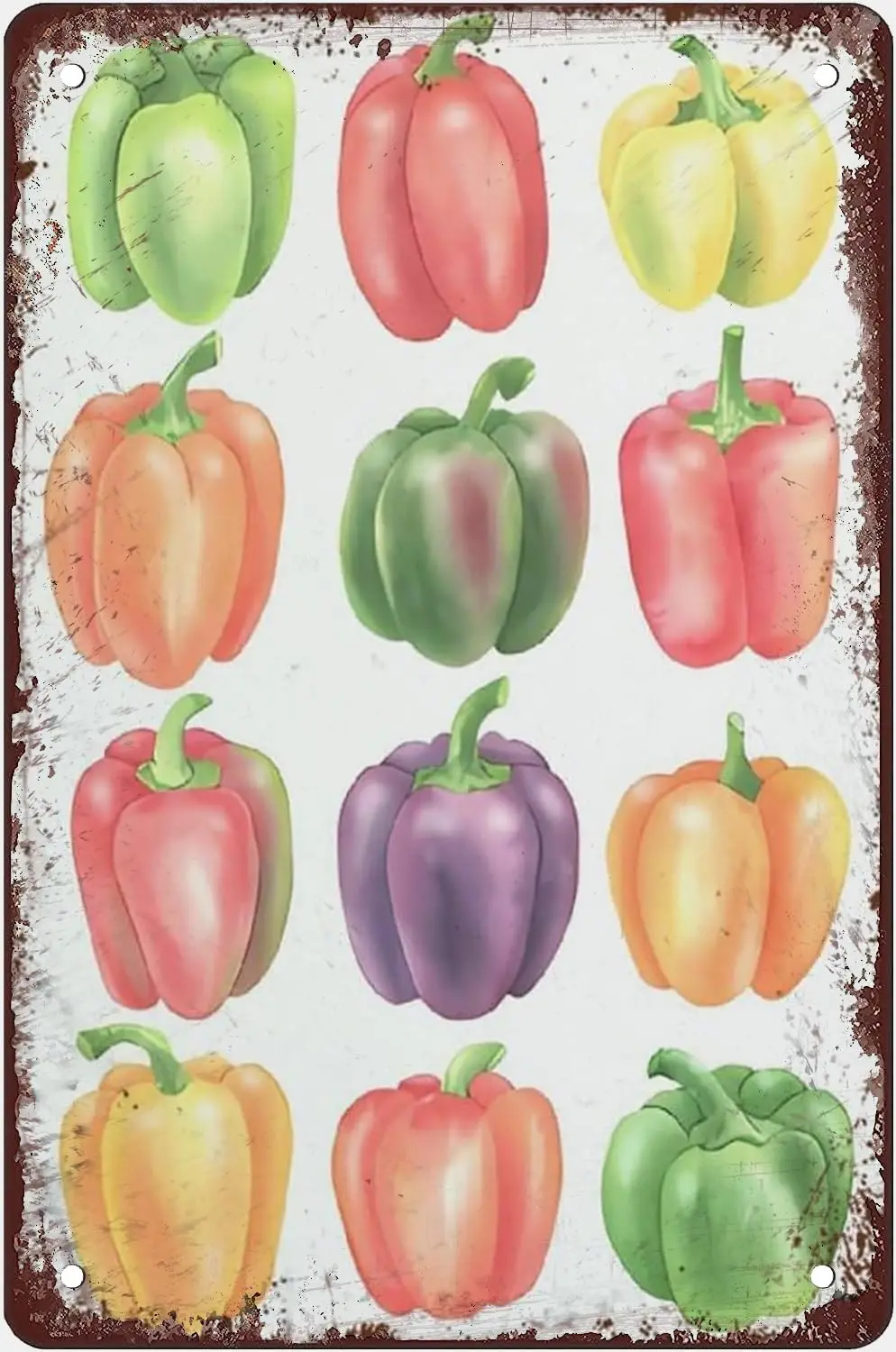 PICFORT Pepper Watercolor Kitchen Sweet Pepper Vegetable Art Farm Vegetable Kitchen Wall Decor Guest Wall Decor Art Sign Em sign