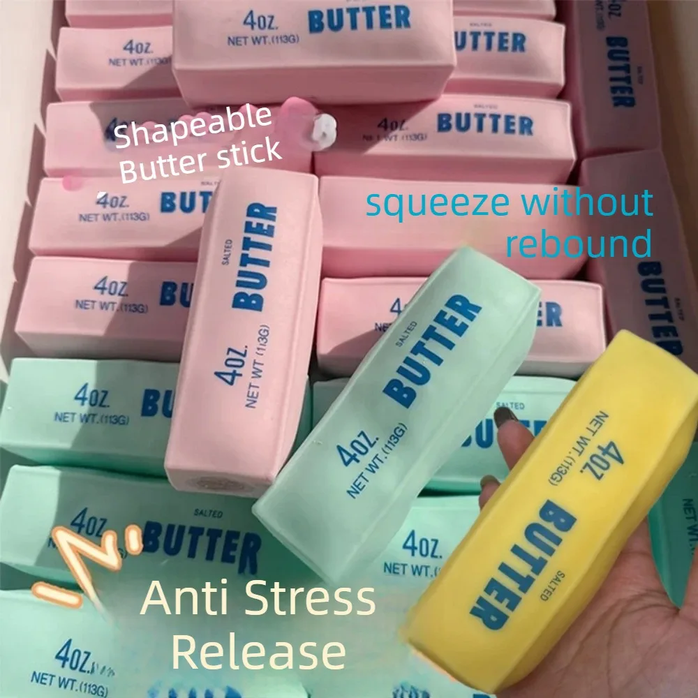 Butter-Stick-Crunch-Quetschspielzeug, formbarer Stressball, nicht zurückfedernd, runde Blöcke gefüllt, ASMR, Anti-Stress, Handentspannung, Geschenk