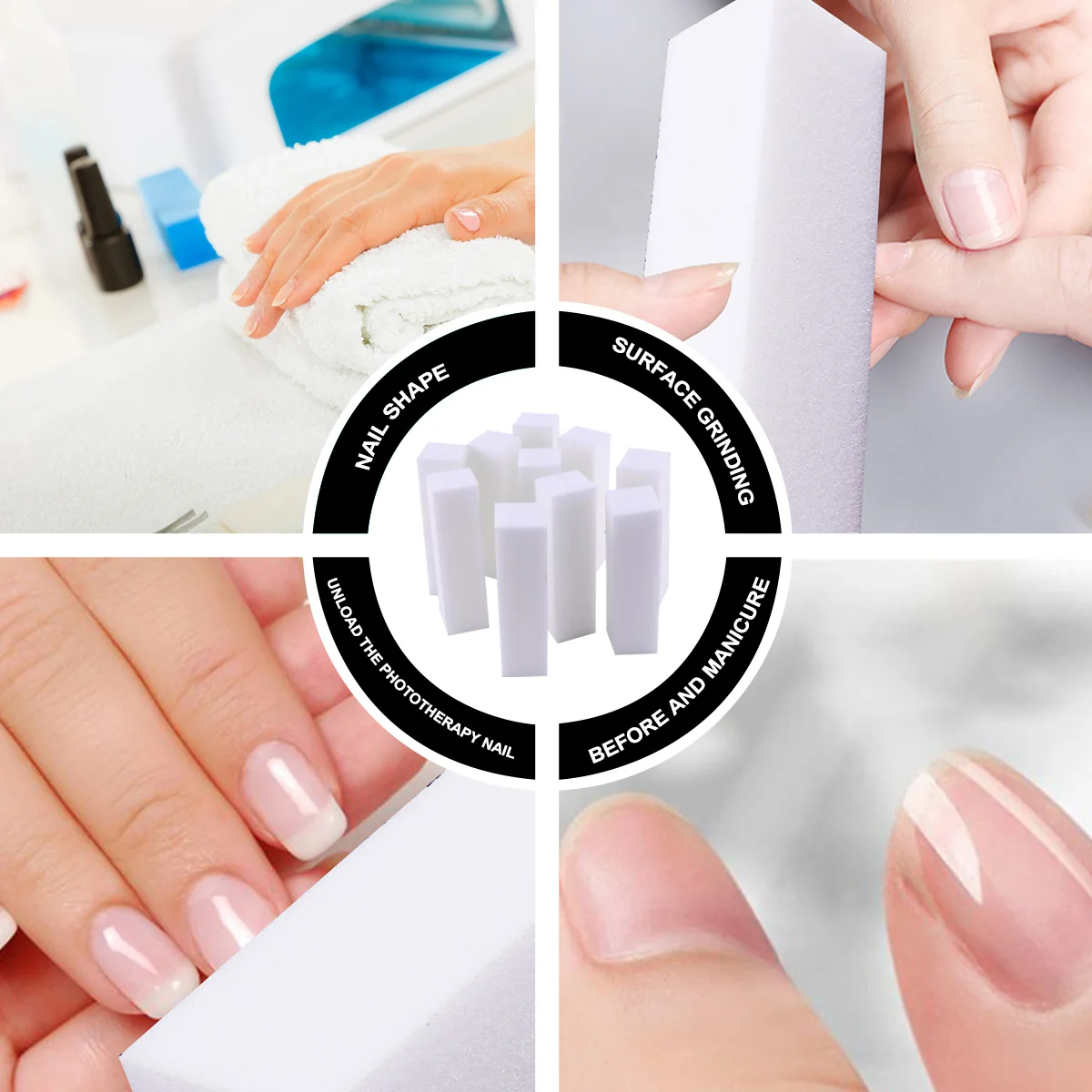 10 Stuks Nagel Schuren Spons Vierzijdig Buffer Bestand Voor Teennagel Vingernagel Vormgeven Manicure Tool Salon Thuisgebruik Nagelvijlen vrouwen