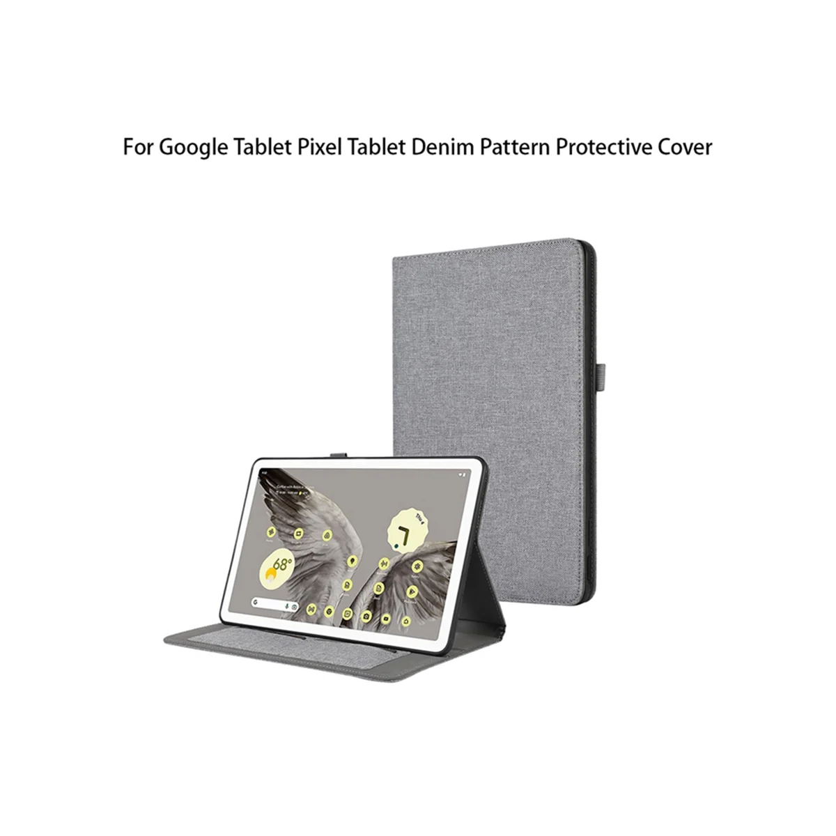For Google Tablet Pixel Tablet Denim Pattern Protective Cover Tpu Soft Case Be Connected to the Sound Case,Silver-Gray