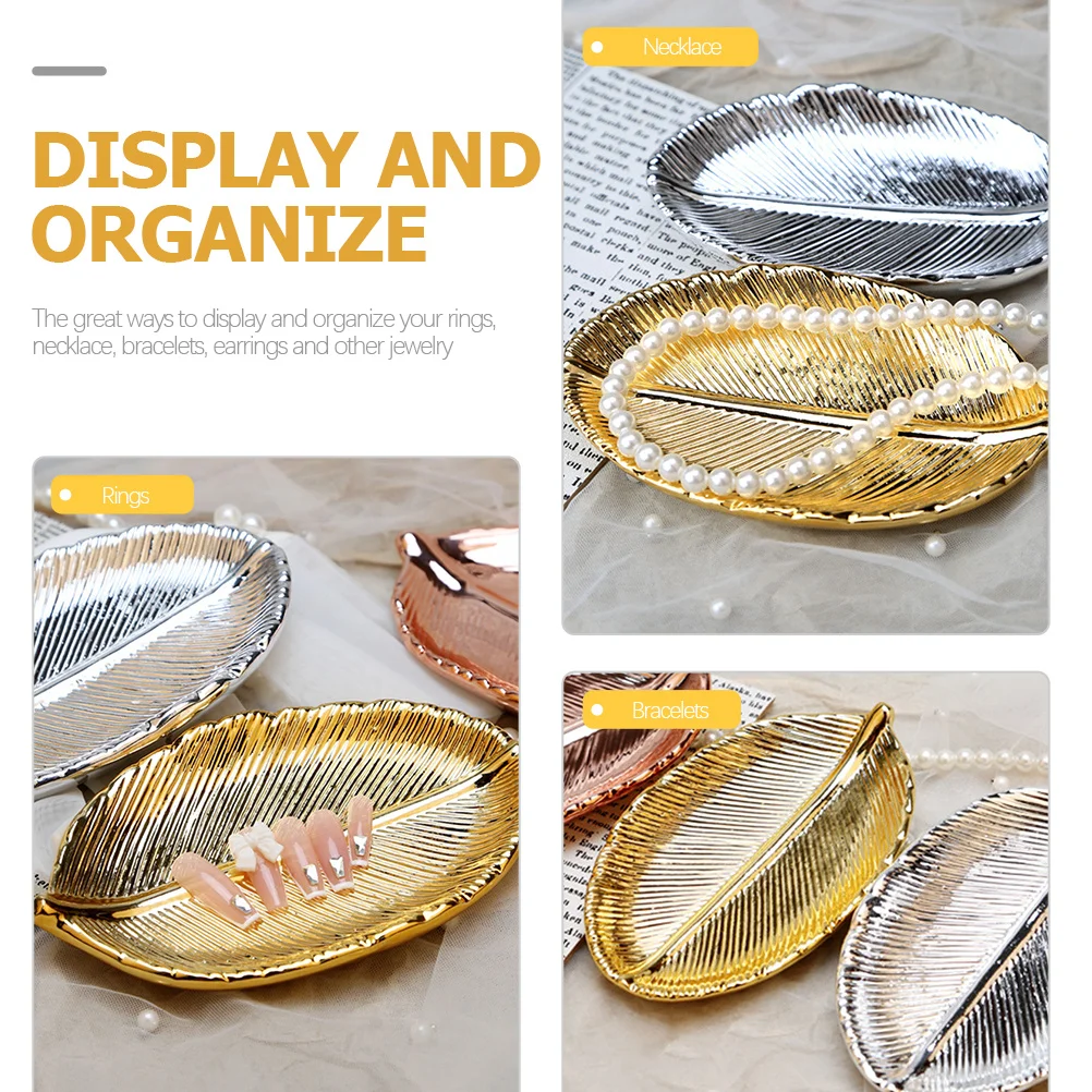 السيراميك مجوهرات عرض لوحة ورقة شكل حلقة حامل مسمار الفن عرض لوحة مجوهرات المنظم صينية تخزين المنزل