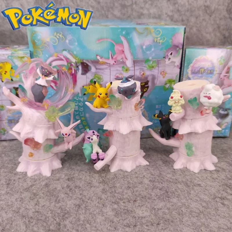 Pokemon Stump Model 5th Generation Kawaii Tree House 6pcs Umbreon Espeon Ponyta Doll Children's Toy Birthday Gift