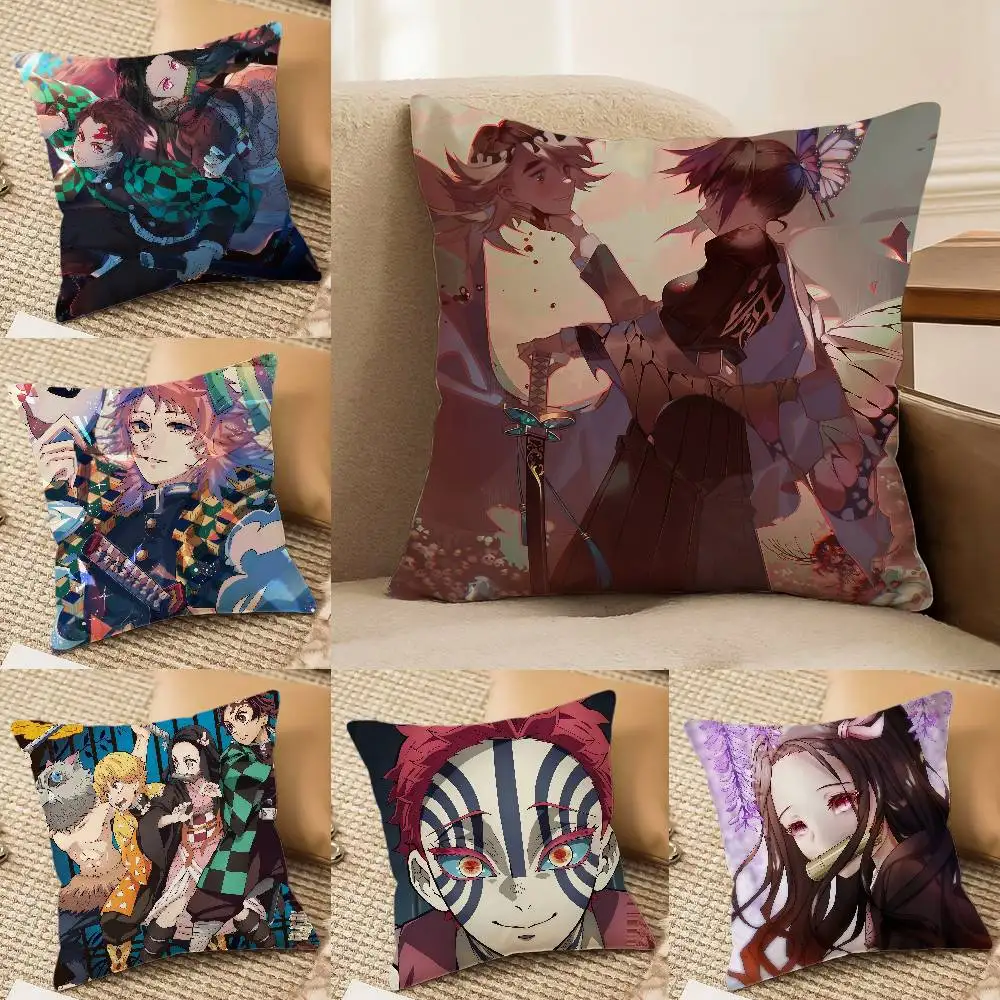 Demon Slayer Thunder Breathing Art Anime Plush Pillow Cover Soft Short Plush Cushion Cover For Sofa Bedroom Home Decor Gift