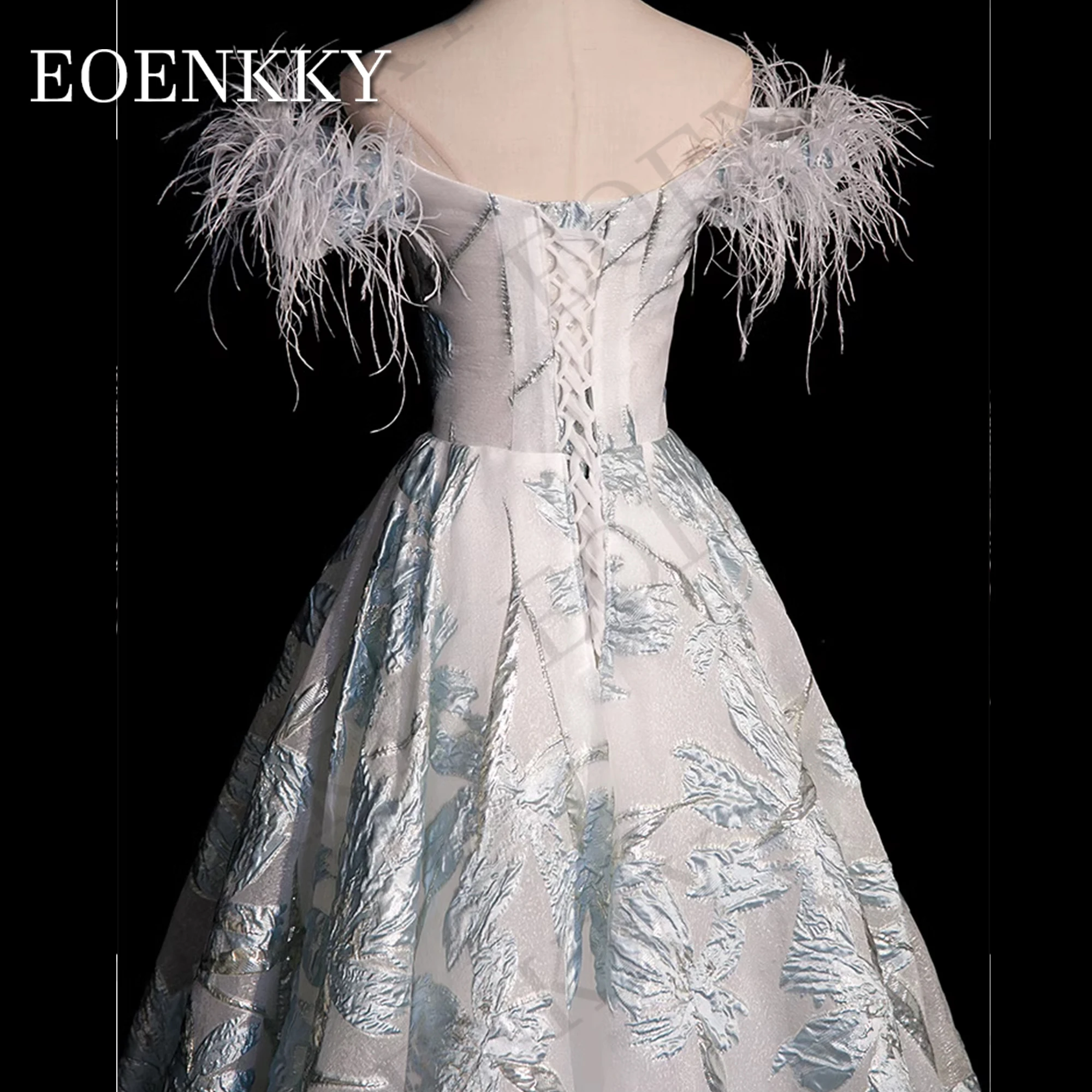 Feathers Off The Shoulder Prom Dresses Exquisite Beading Sweetheart Floral Print Birthday Dresses Luxury A Line abiye elbise