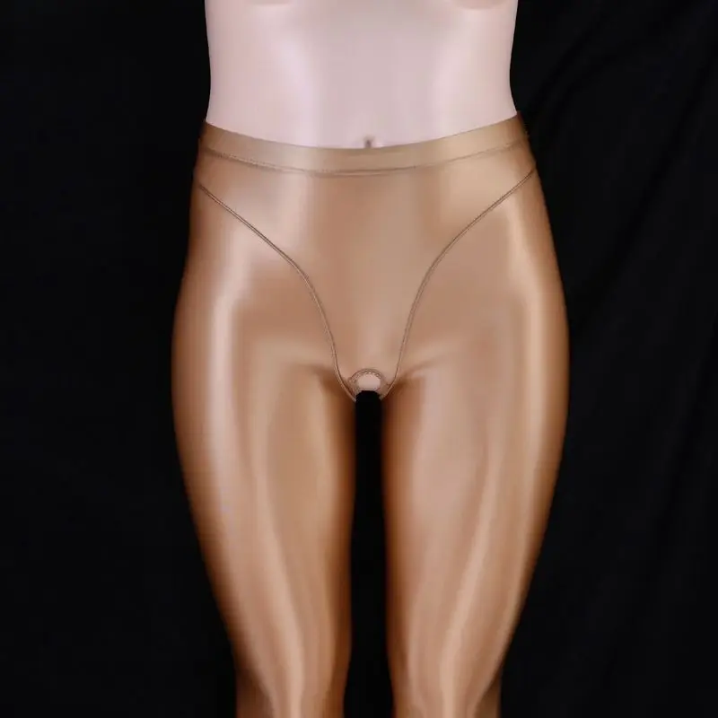 40-70kg Glossy open crotch pantyhose leggings pants High waist women tights Sexy skinny seam workout leggings