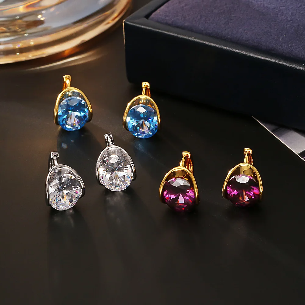 High-end super flash zircon crystal earrings, light luxury and exquisite temperament earrings, niche design personalized earring