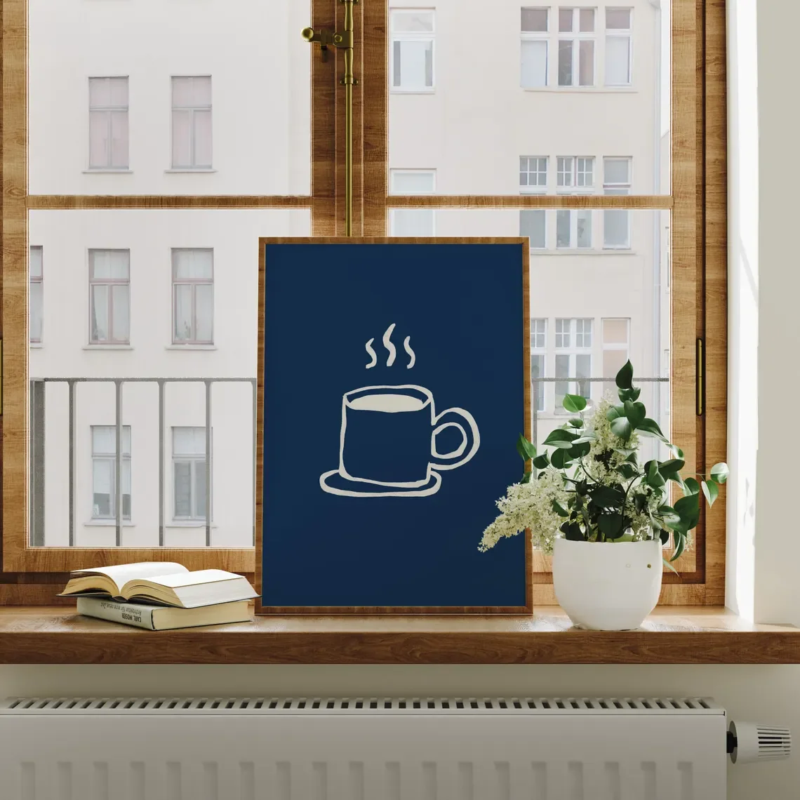 Printable Kitchen Wall Art Coffee Bar Art Prints Kitchen Digital Prints Trendy Poster Navy Blue Wall Art Coffee Wall Art Digital