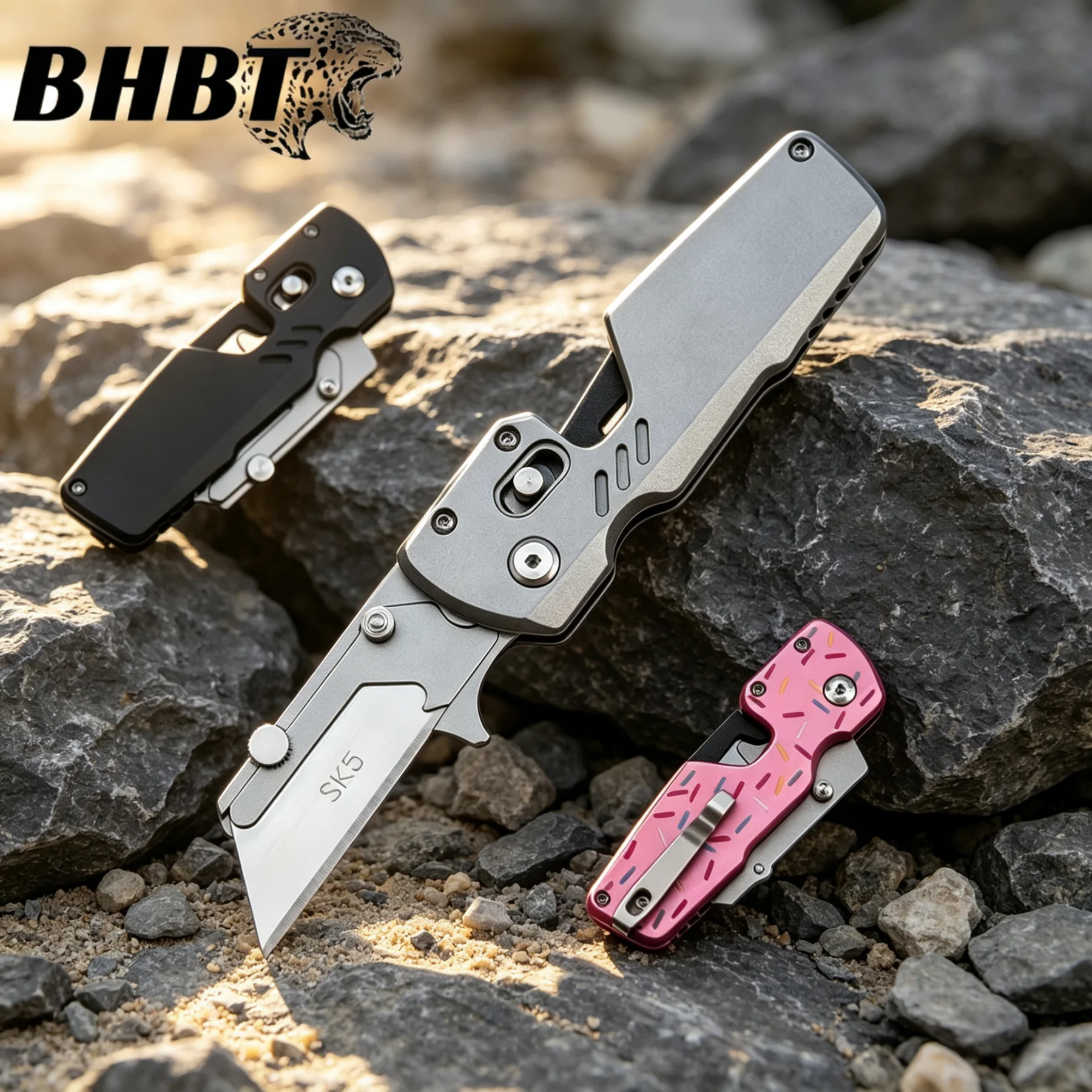 BHBT Donut-Shaped Folding Utility Knife Portable EDC Tool Outdoor Carry-On Pocket Knife for Camping Hiking