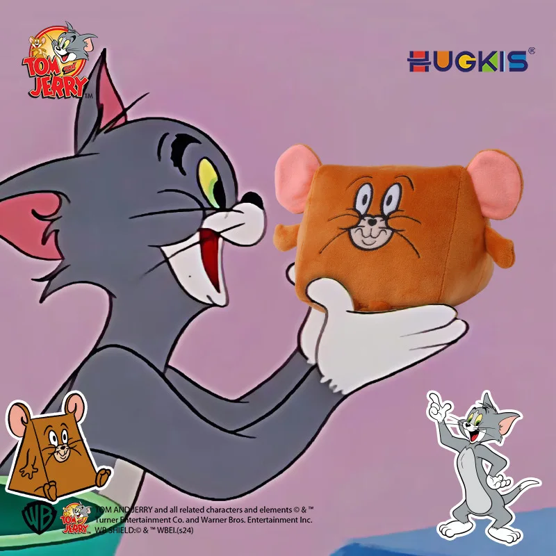 12cm Tom And Jerry Cube Plush Toy Official Stress Relief Soft Doll Home Decor Birthday Gift for Kids And Fans