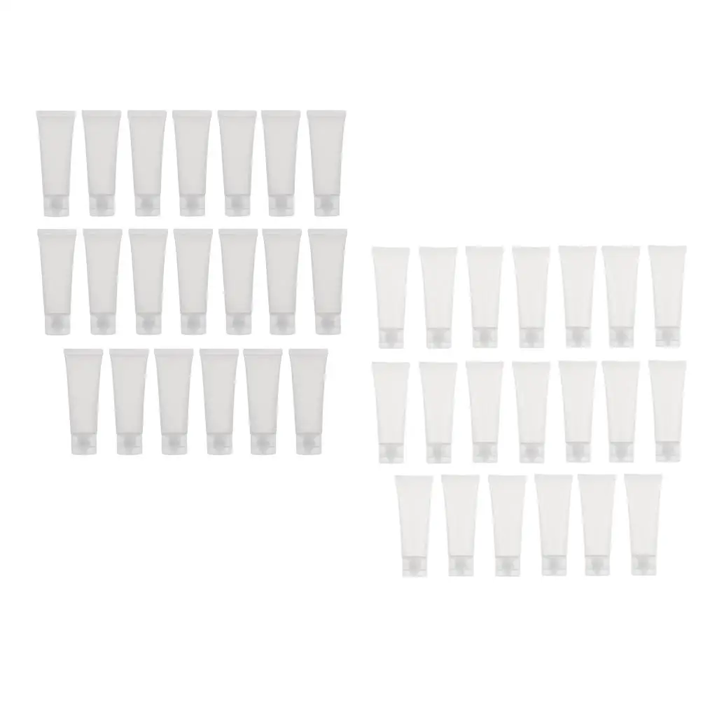 40PCS 50ml Frosted Smooth Empty Plastic Tubes Bottles Clear Containers for Body Lotion Cream Shampoo with Flip Lid for DIY