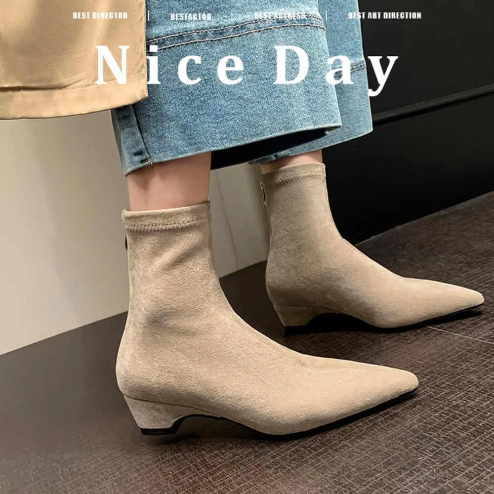 Fashion Women Boots Elastic Ankle Boots Thick Heel High Heels Shoes Woman Socks Boots 2025 New Autumn Winter Zapatos De Mujer
