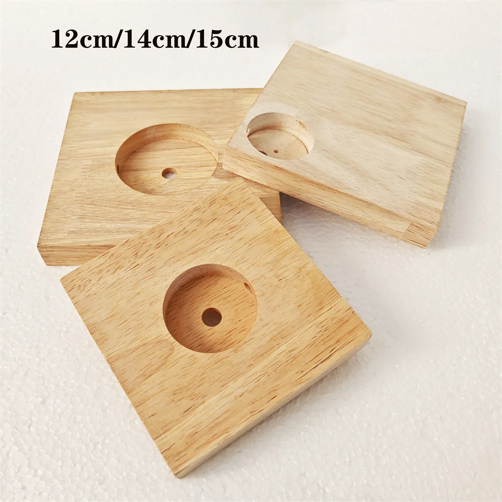 Wood Table Lamp Base, High quality Round/Square 100/120/150mm Solid Wood Display Lamp Base Light Parts Stand for DIY Table Lamp