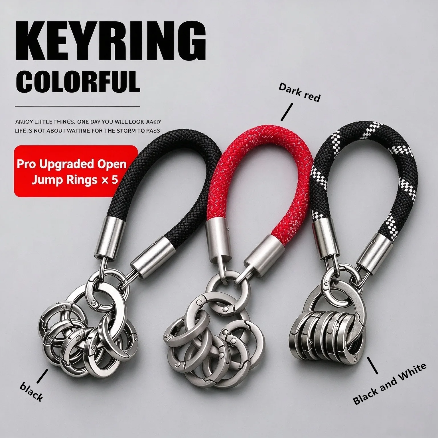 Premium-feel Titanium-colored Alloy Keychain with Multi-ring Pendants—a Handy Tool for Organizing Keys; Features a Detachable Ch