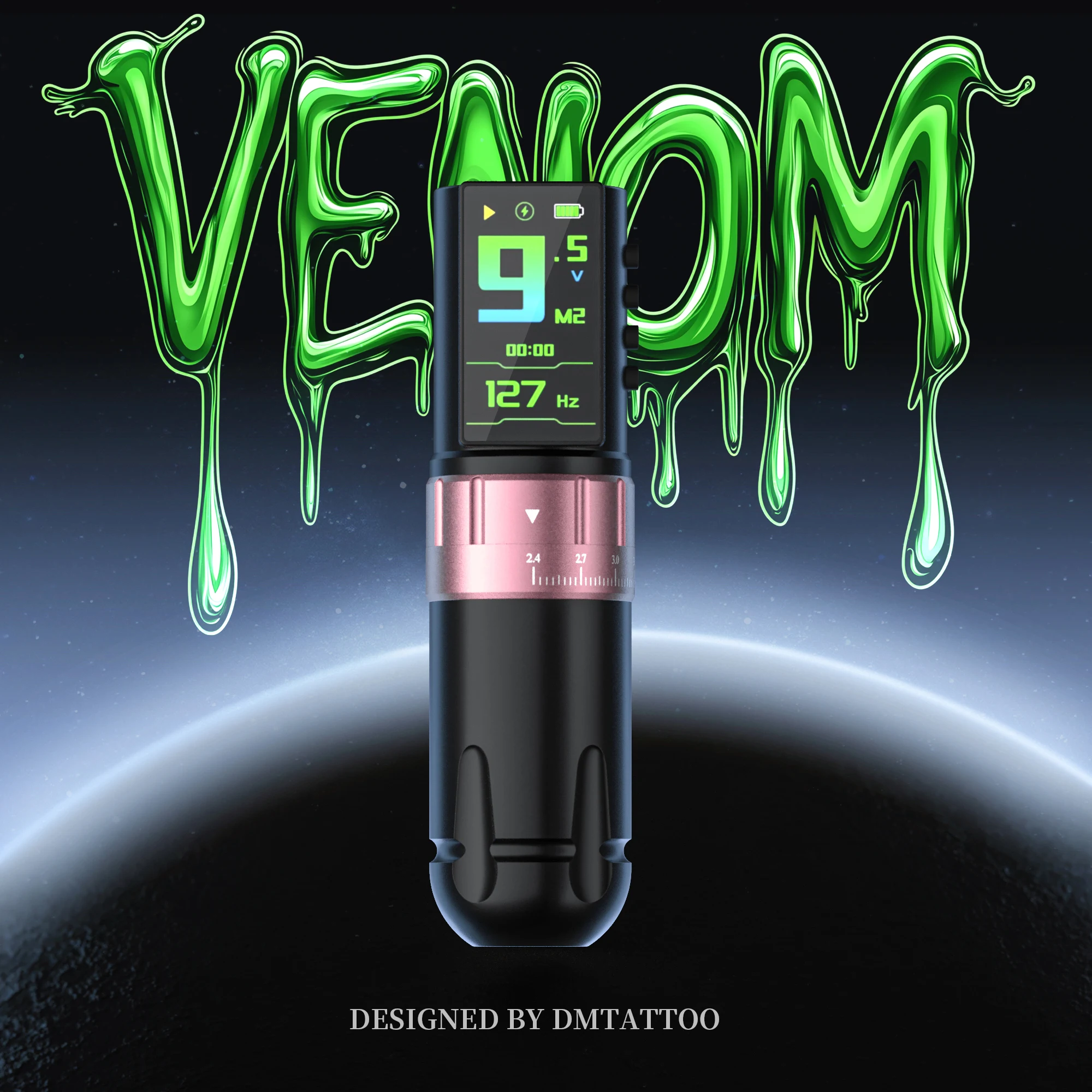 DM Venom Tattoo Pen Tattoo Machine Wireless Tattoo Gun with 2300mAh Battery Smart Display, for Tattoo Artist