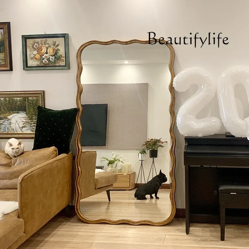 XB BJ European Retro Floor-to-ceiling Full-body Mirror Special-shaped Wave Large Mirror Household Wall-mounted Full-length Mirro