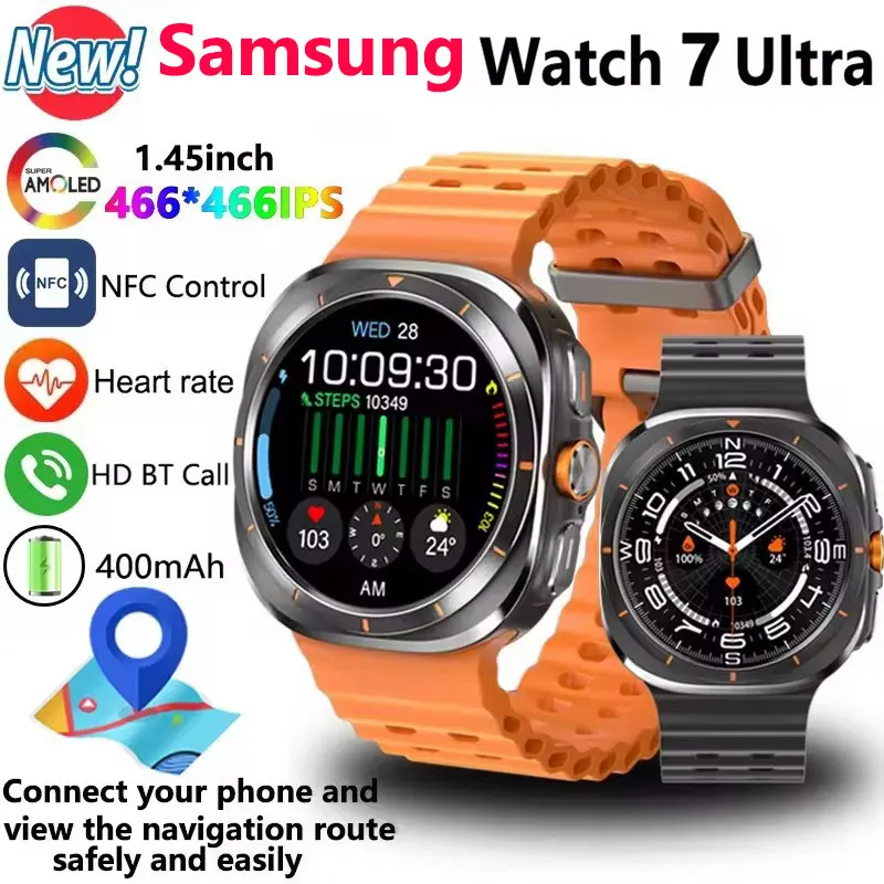 Samsung Watch 7 Ultra Classic Smart Watch Men and Women HD AMOLED Voice Call NFC GPS Tracker Sports Watches Custom Dial New2024