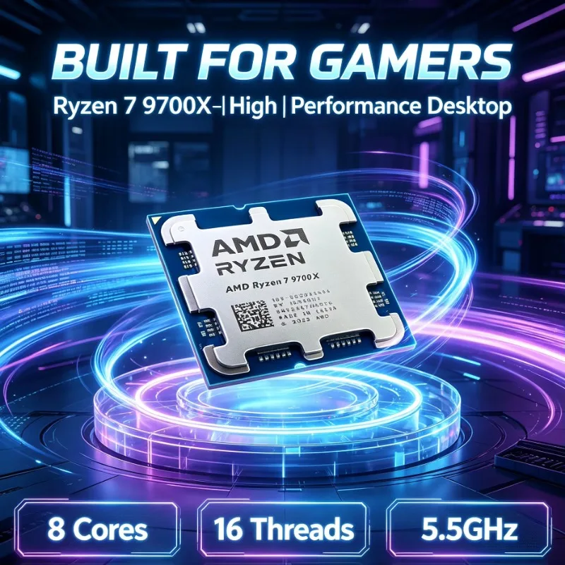 8-Core 16-Thread Desktop CPU Ryzen 7 9700X Socket AM5 DDR5 4NM 32MB L3 Cache 65W No Cooler