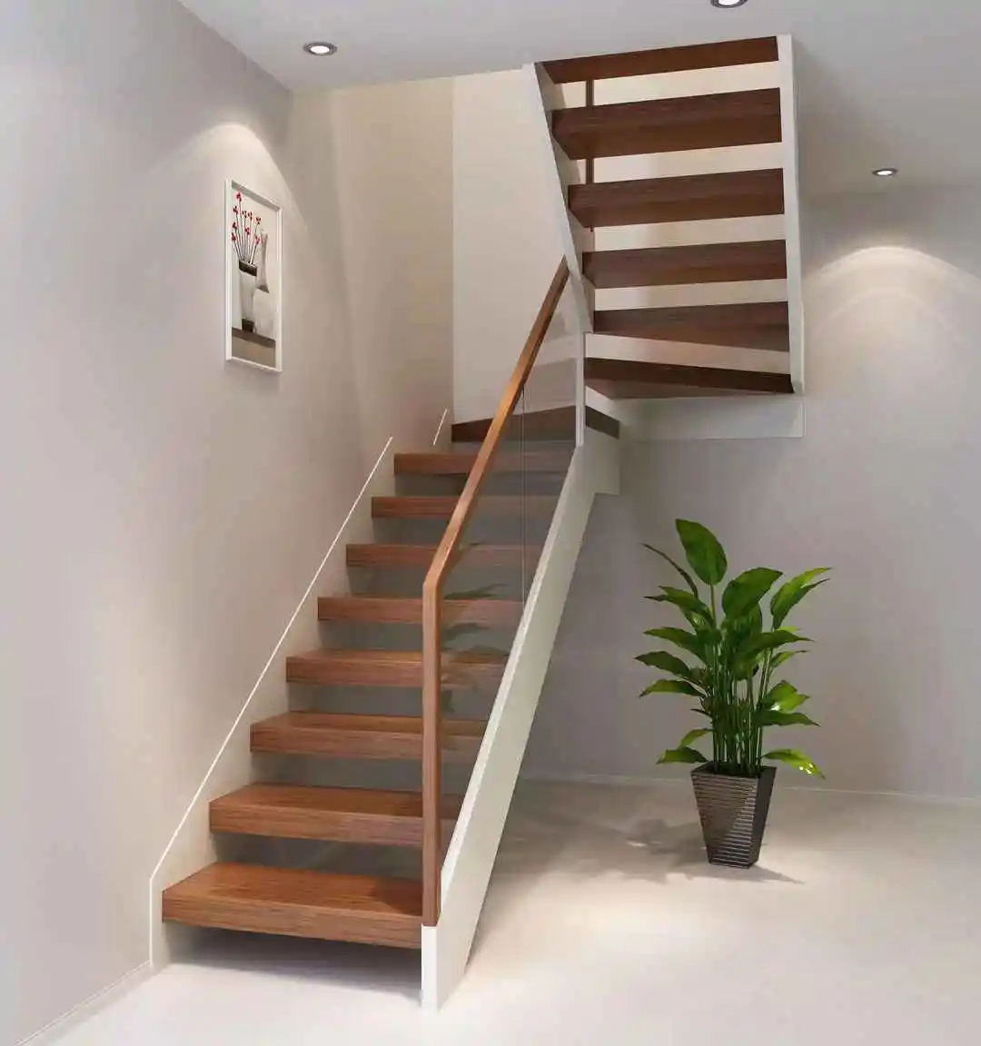 Customized indoor internet famous glass staircase attic duplex loft, overall simple modern staircase design for free