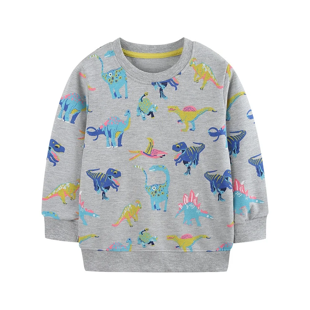 Jumping Meters 2026 Dinosaurs Printed Boys Sweatshirts For Kids 2-7T Autumn Spring Festival Tops Animals Theme Kids' Clothing