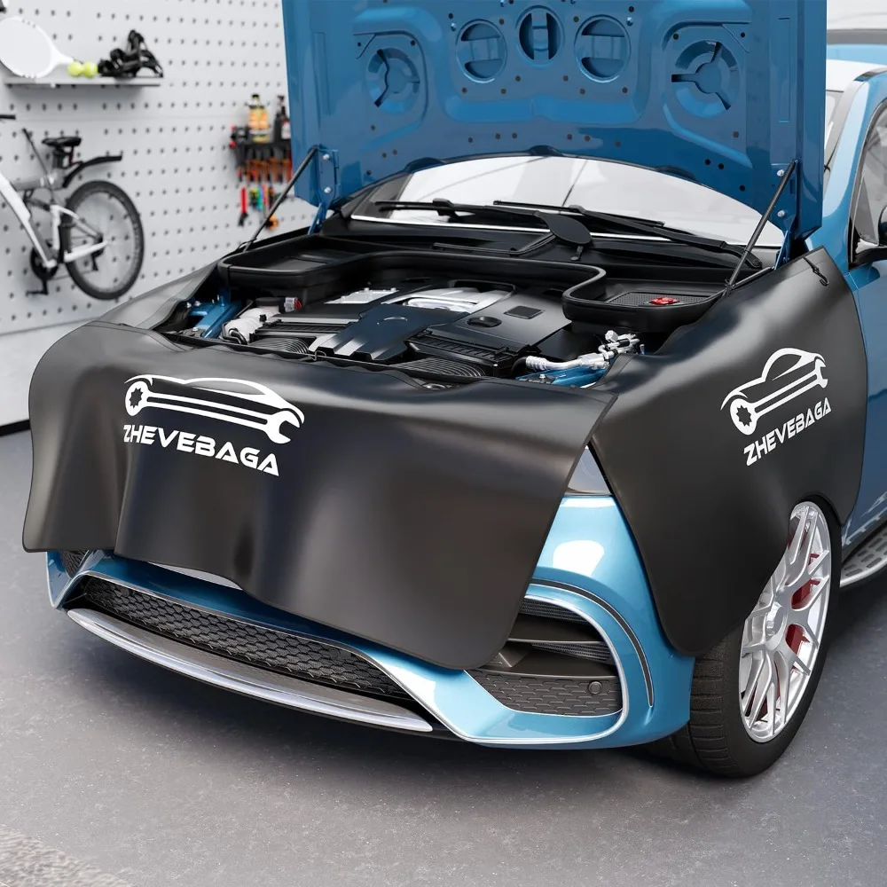 

3 pcs fender covers for mechanics, microfiber leather car fender protector mats for mechanics with hooks & strong sew in magnets