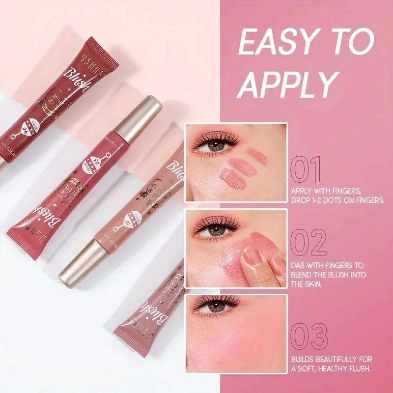 3-in-1 Long-Lasting Liquid Blush Facial Contouring น้ําหนักเบา Soft Cream Blush กันน้ํา Facial Blush Stick สําหรับ Cheek Eye Lip