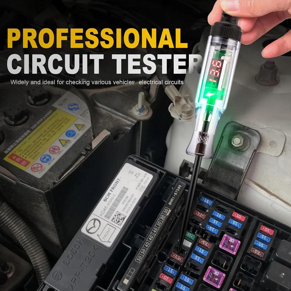 6V/12V/24V Car Circuit Tester Premium Test Light Probe Pen Light Bulb Diagnostic Tool Truck Voltage Circuit Tester Auto Repair