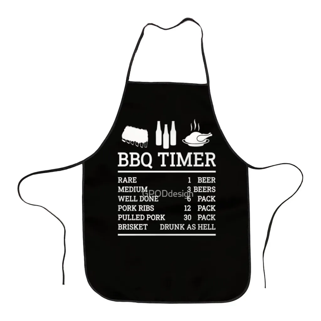 

BBQ Timer, Beef and Beer, Rare - Medium - Well - Brisket  Barbecue Lover Kitchen Women Apron Household Cleaning Pinafore