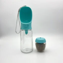 2 in 1 350ml Portable Food Grade Material Dog Cat Travel Pet Water Cup Bottle With Food Dispenser Water Bottle for Dog