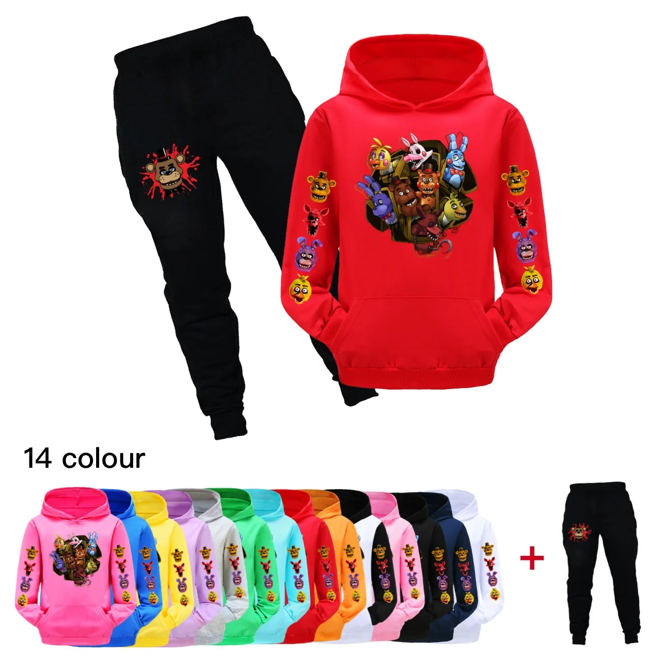 Boys Clothing Set Spring Autumn Fashion Hoodies 5 Nights At Sweatshirt Hooded T-Shirt Pants Suit FNAF Girl Clothes Tracksuits