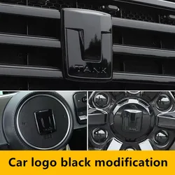 Car 3D ABS Sticker Front Emblem Badge Decals Black Badge Logo Emblem Cover Fit For Great Wall GWM WEY Tank 300 2021-2024
