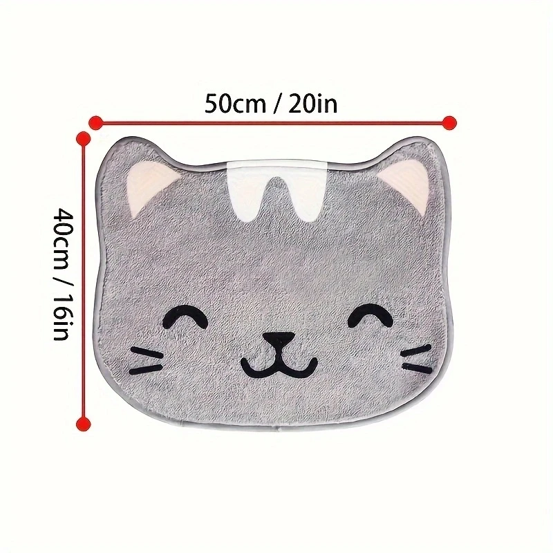 1PC,Cute Cat-Shaped Bath Mat: Soft, Absorbent, Non-Slip & Machine-Washable Oval Rug for Playful & Safe Bathroom Décor