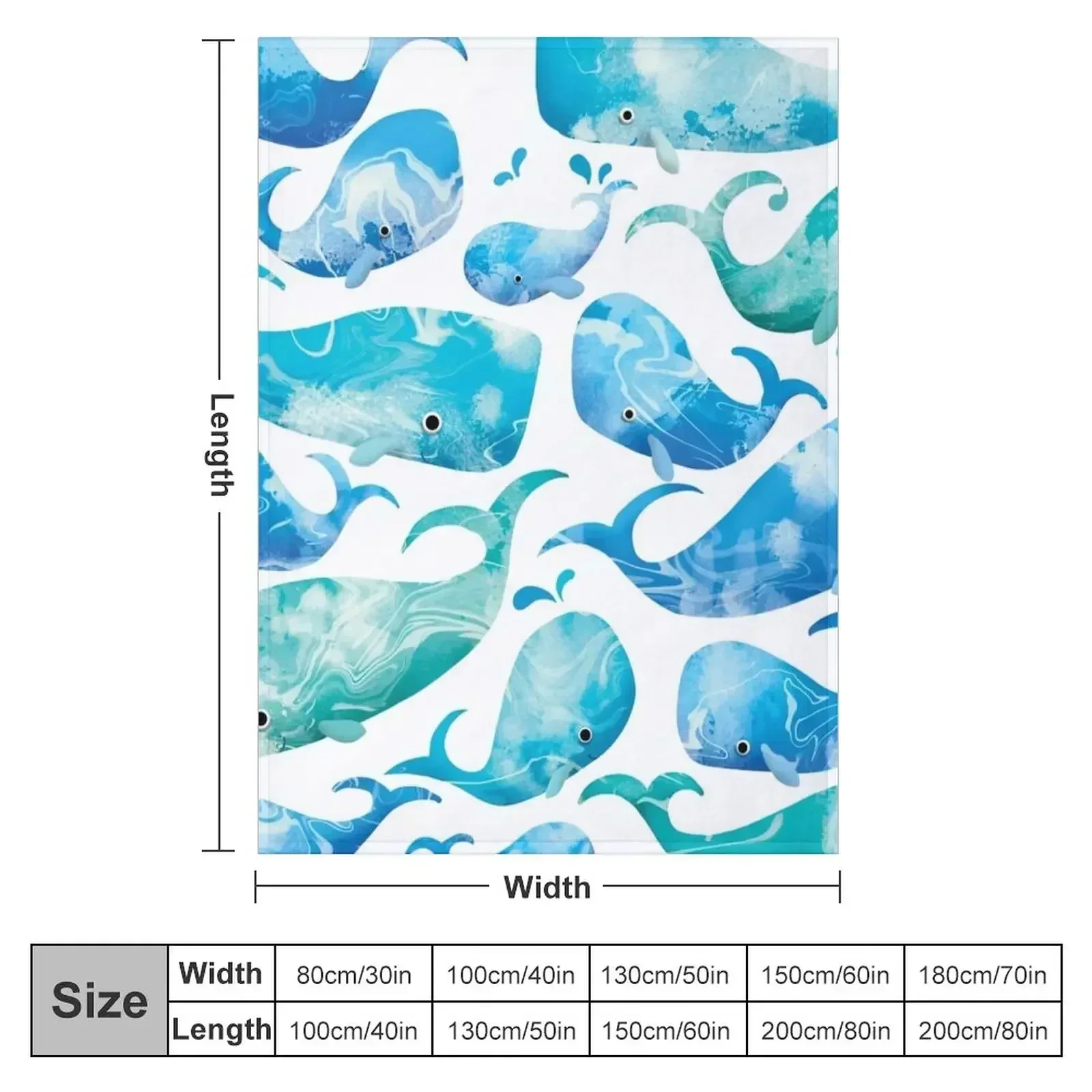 Wonderful Whales Throw Blanket couch cozy soft plush fuzzy picnic outdoor blanket