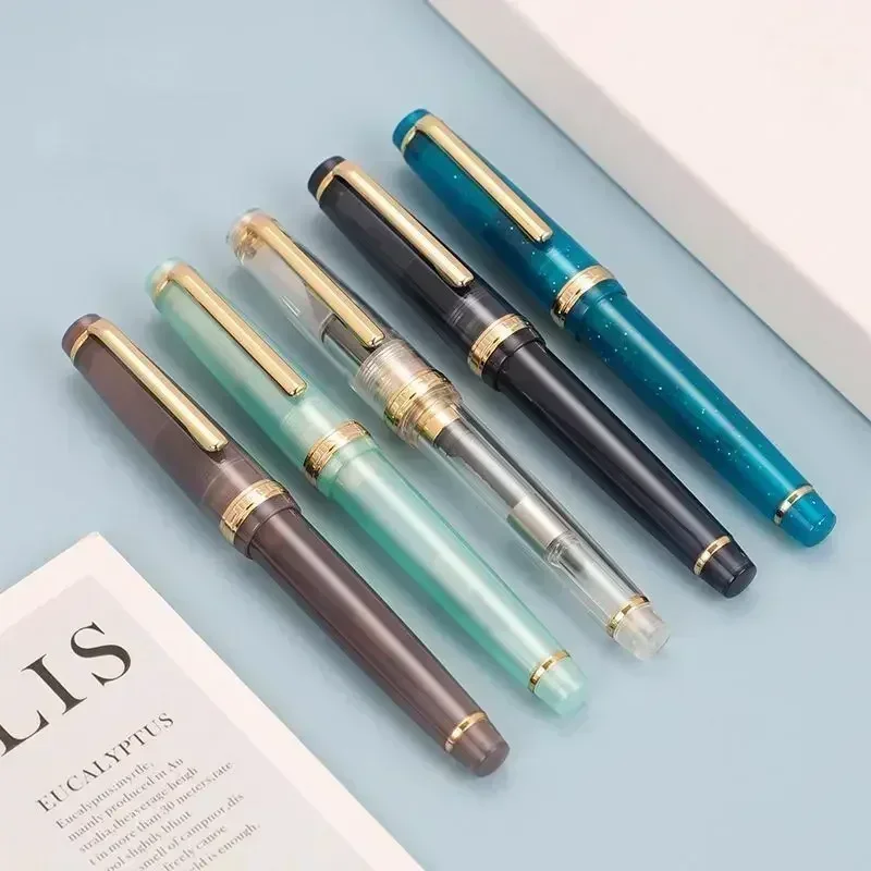 Jinhao 82 Fountain Pen Acrylic Ink Pen Spin Golden EF F Nib Elegante Business Office School Supplies Writing Pen Stationery